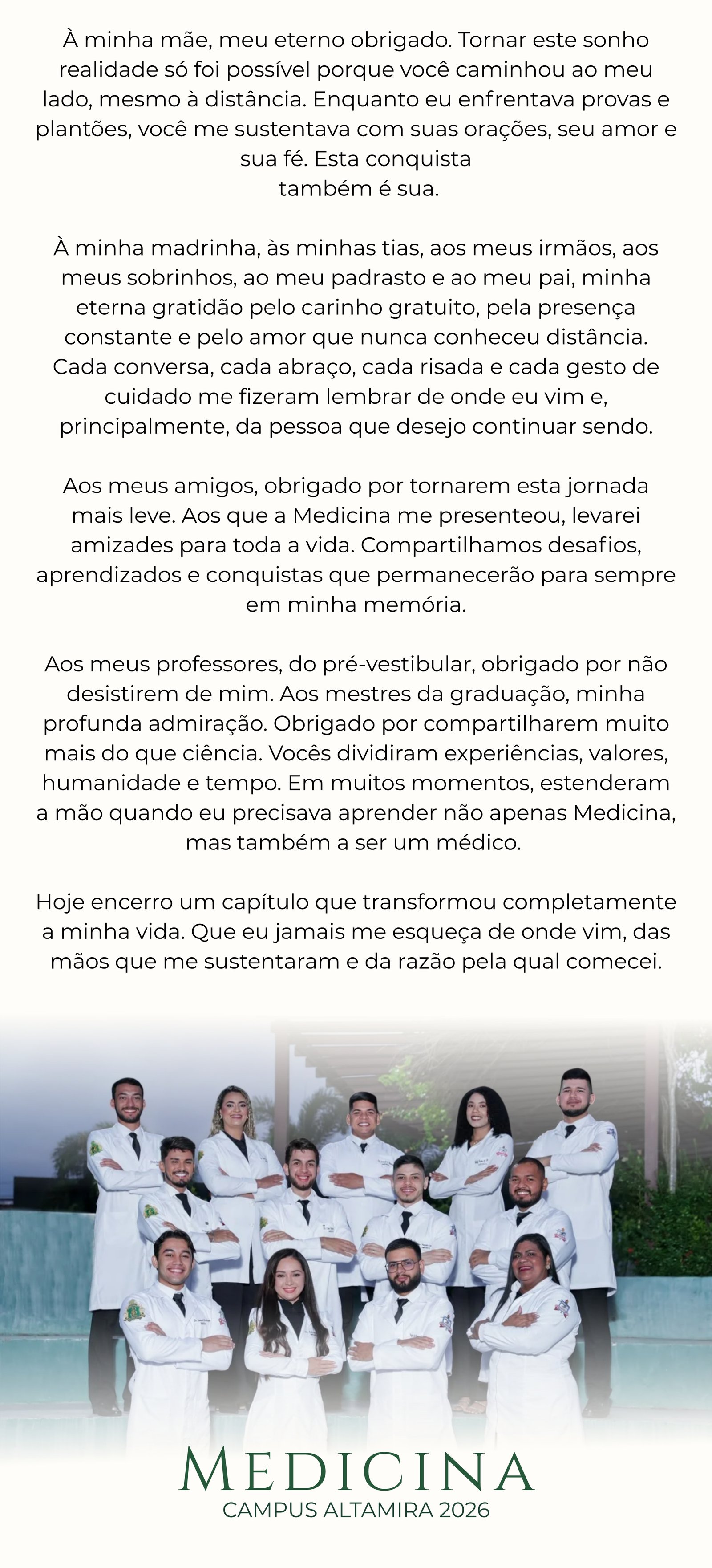 Continuação do convite de formatura