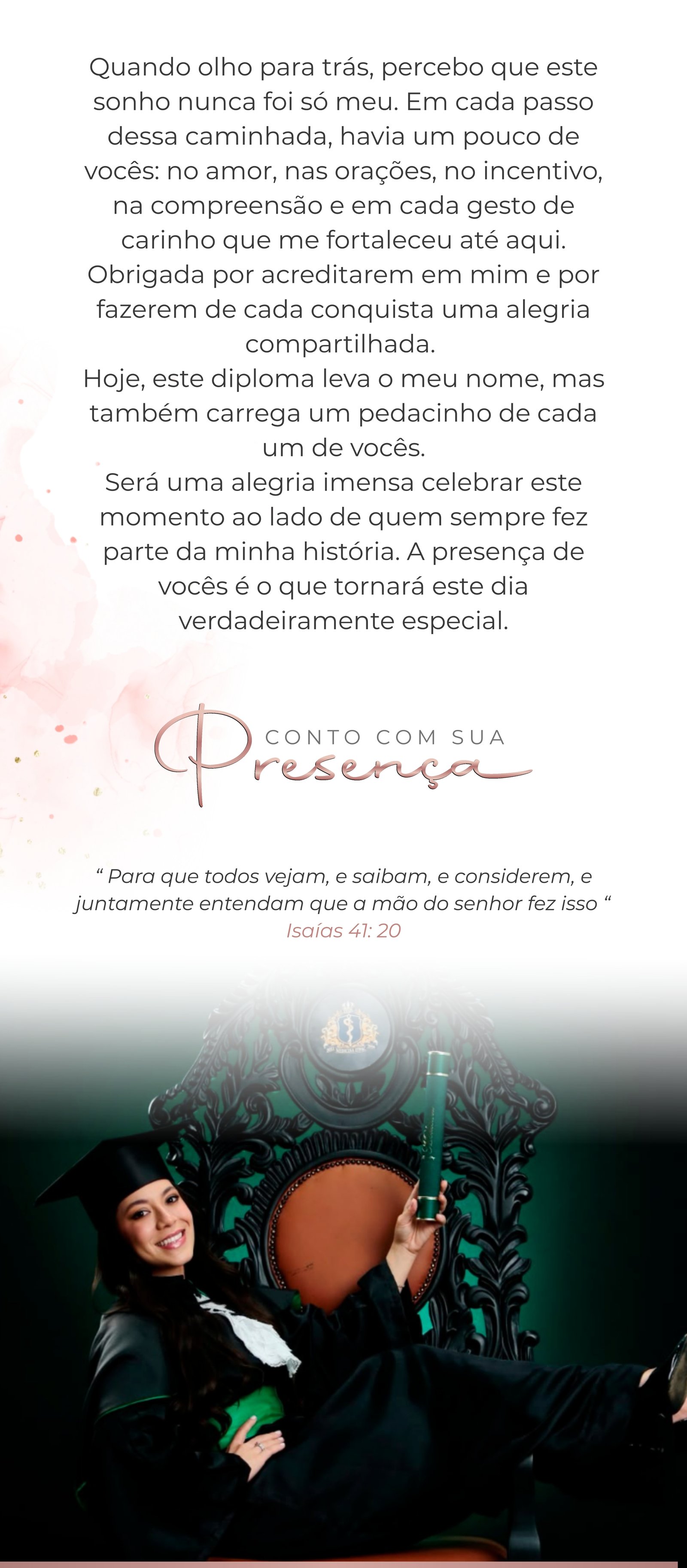 Convite de formatura - agradecimentos