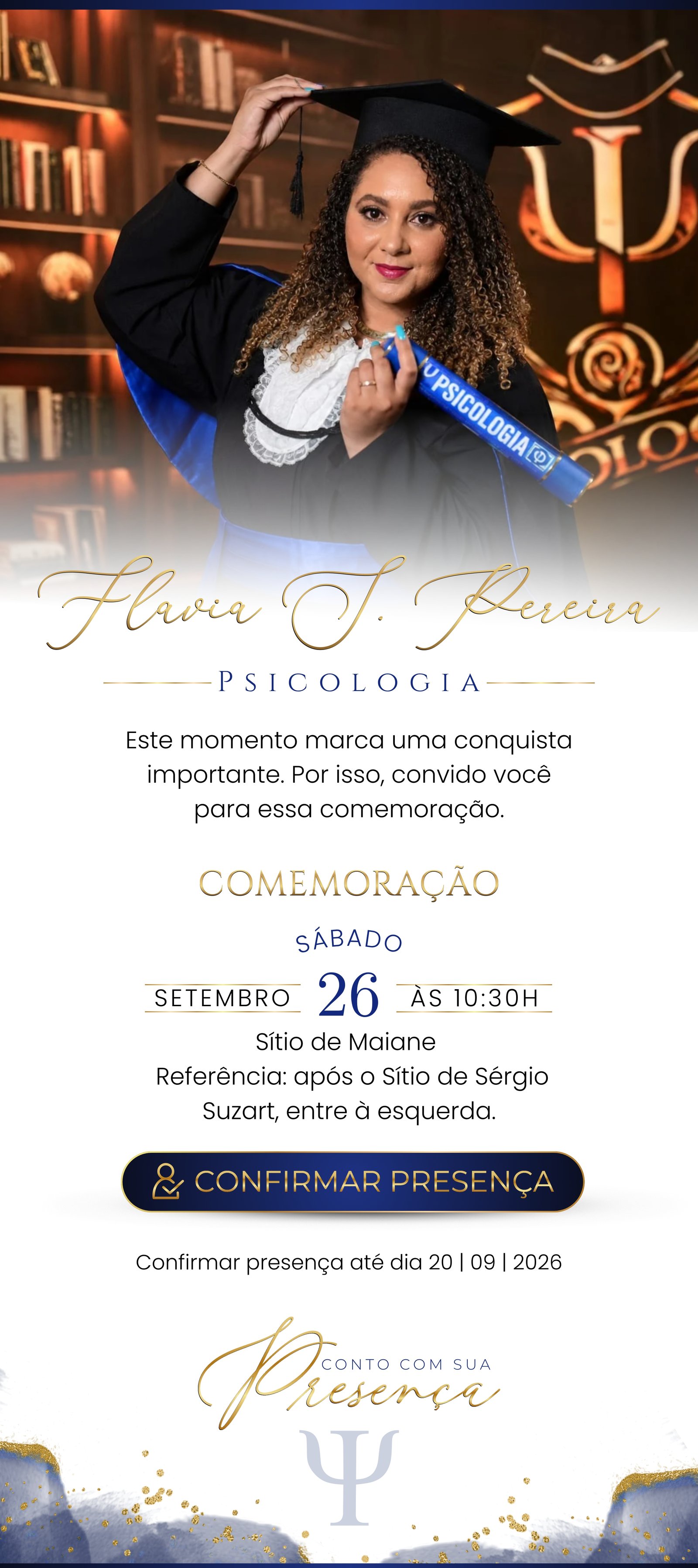 Convite de formatura Flávia T. Pereira - Psicologia