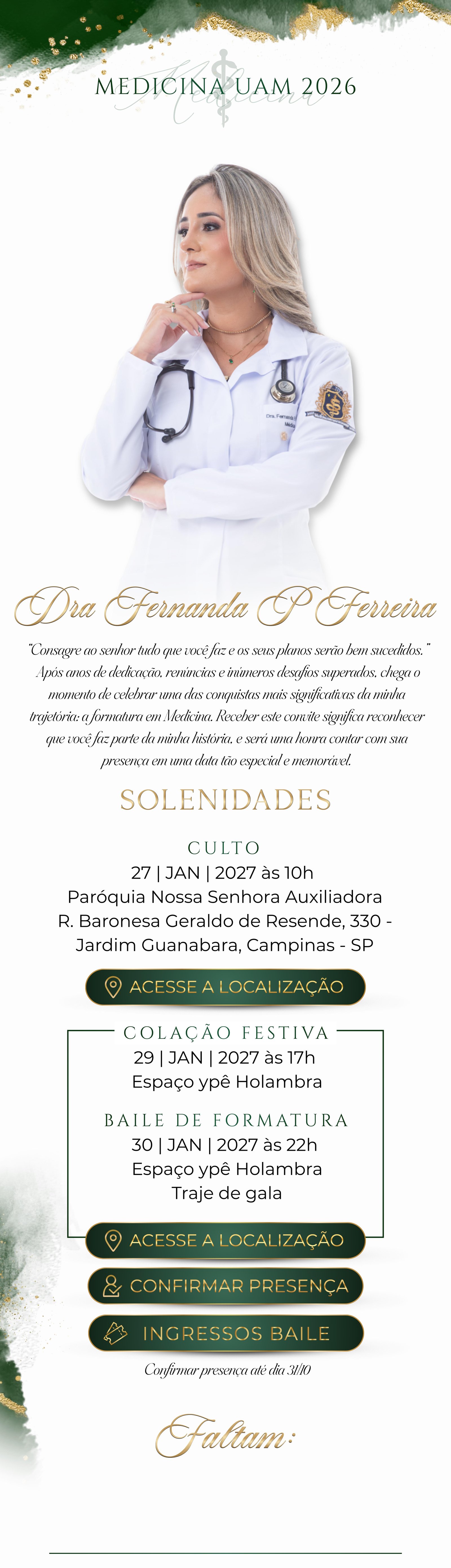 Convite de formatura Dra. Fernanda