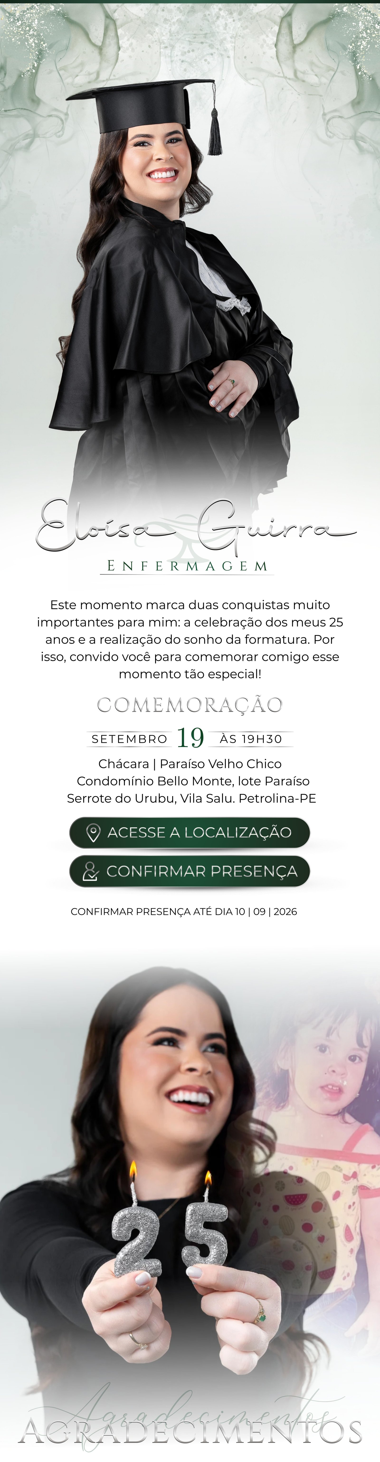Convite de formatura e comemoração de 25 anos - Eloisa Guerra