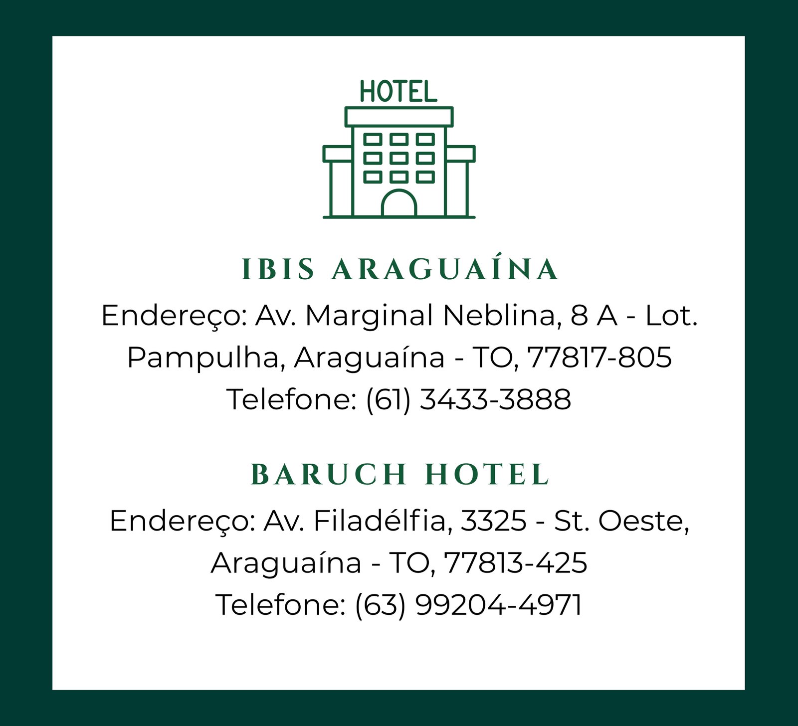 Informações de hospedagem