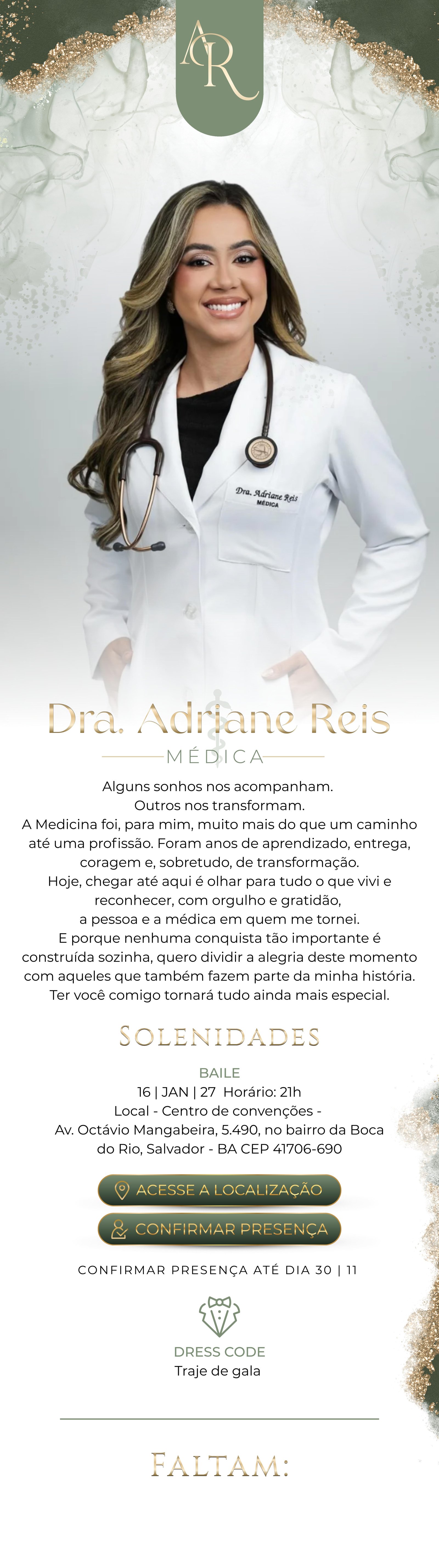 Convite de formatura - Dra. Adriane Reis