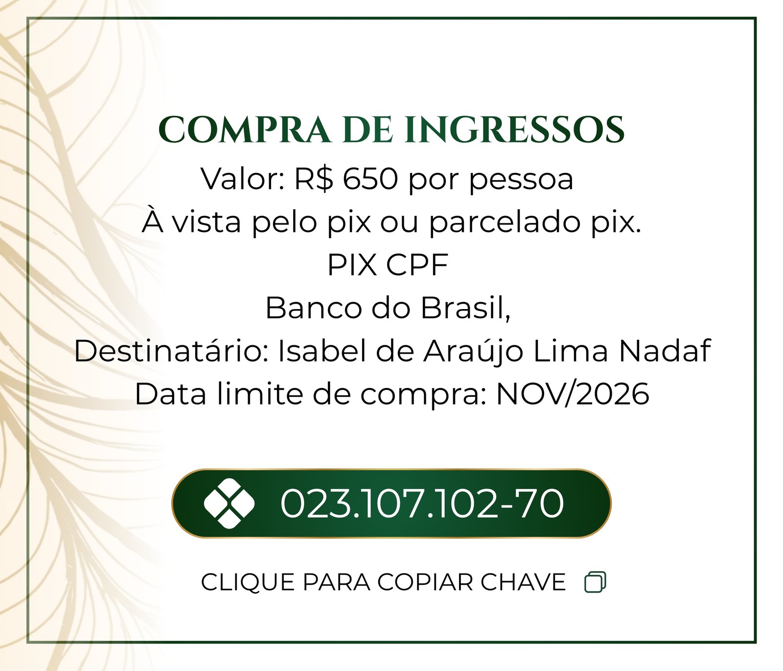 Informações para ingresso