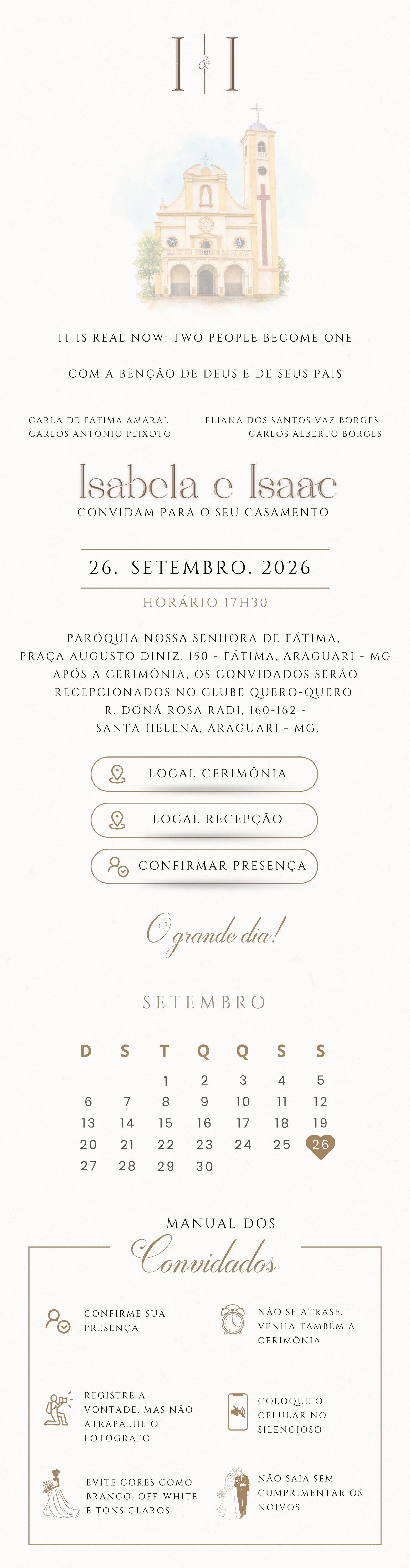 Convite de casamento Isabela e Isaac