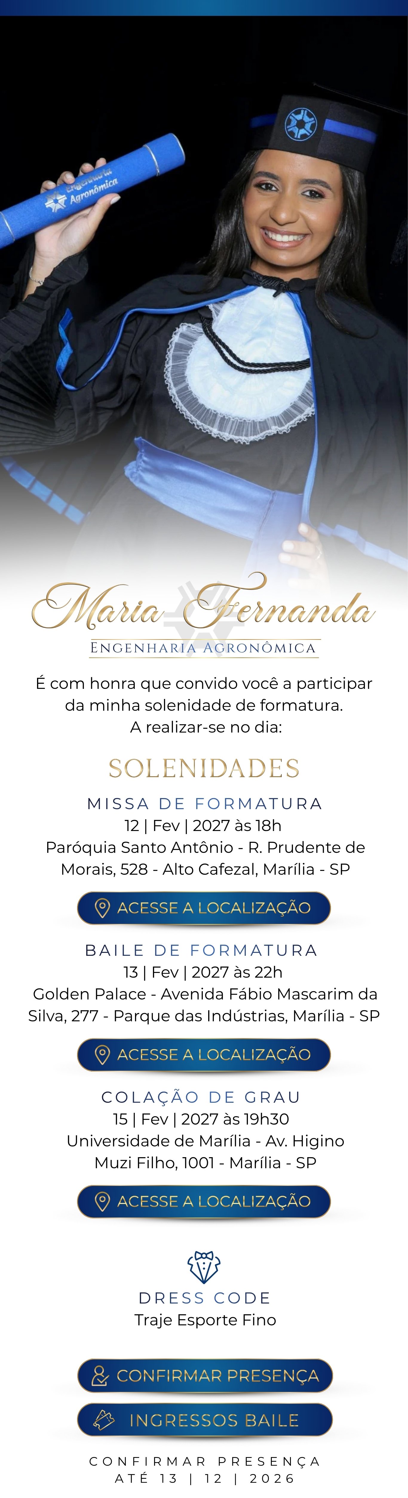 Convite de formatura Maria Fernanda