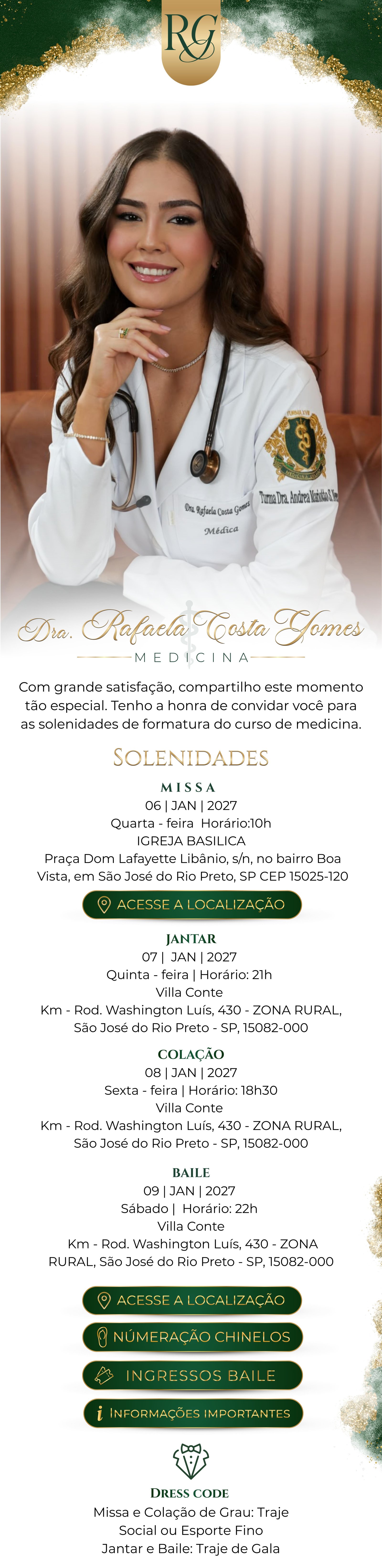 Convite de formatura Dra. Rafaela Costa Gomes