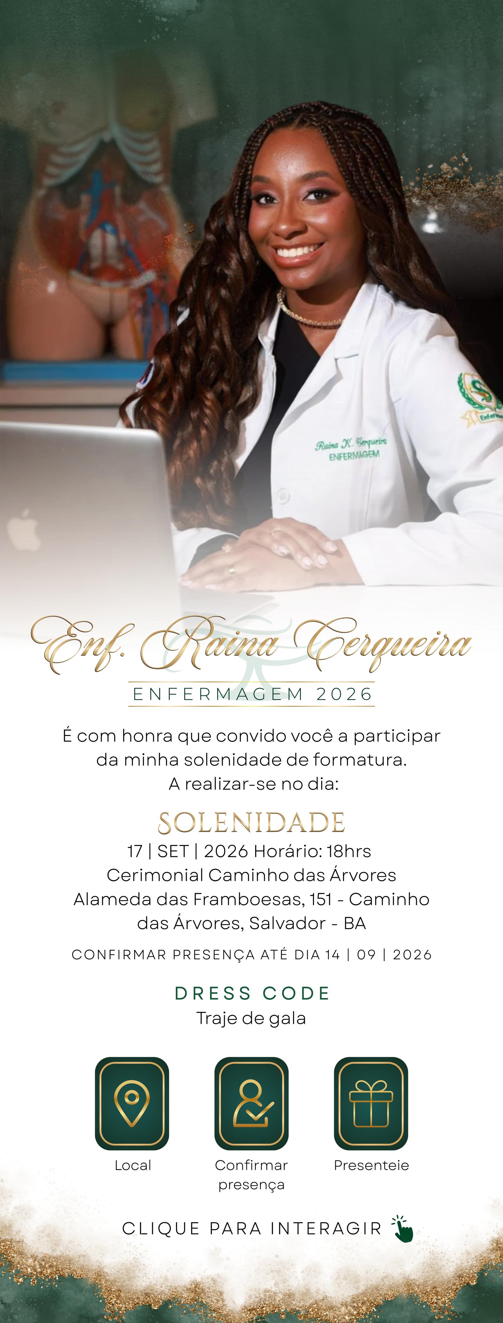 Convite de formatura Raina
