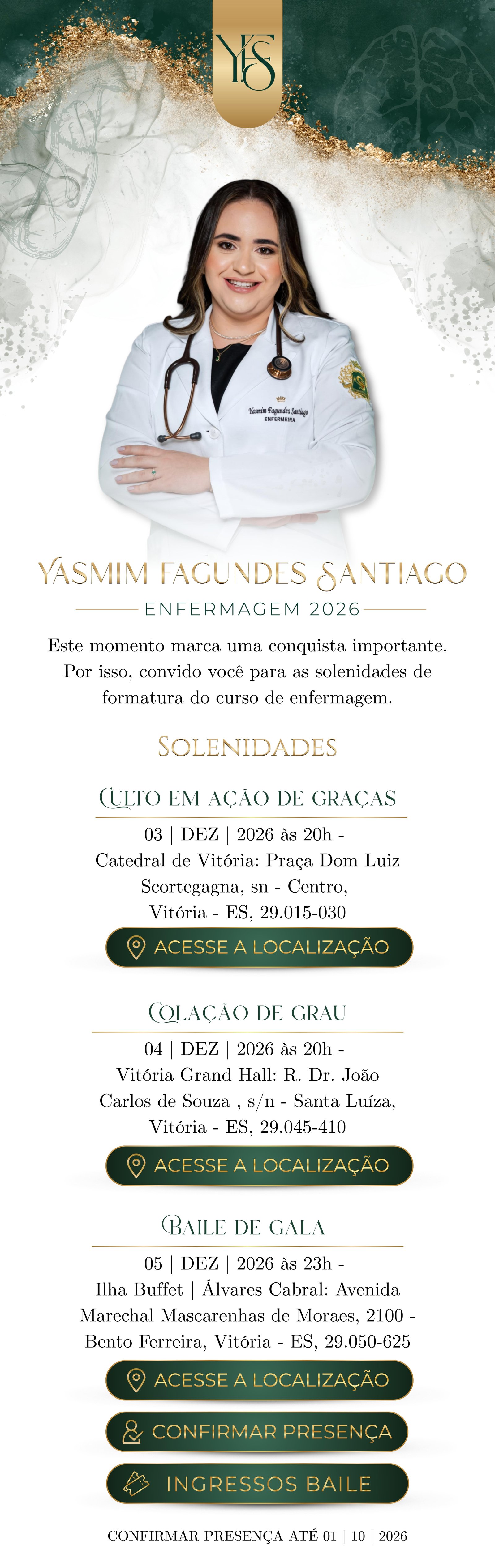 Convite de formatura Yasmin Fagundes Santiago