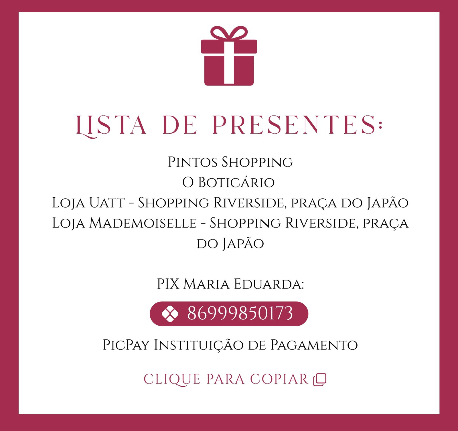 Lista de presentes