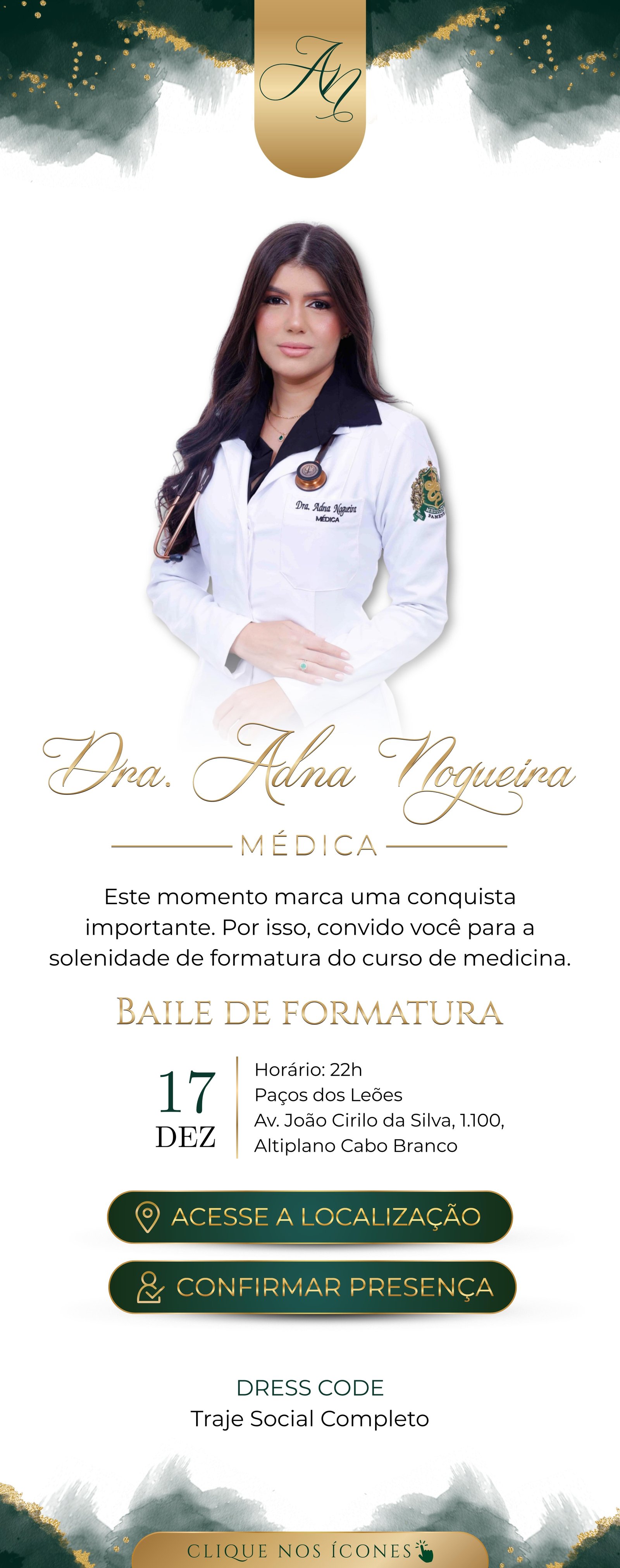 Convite de formatura Dra. Adna Nogueira