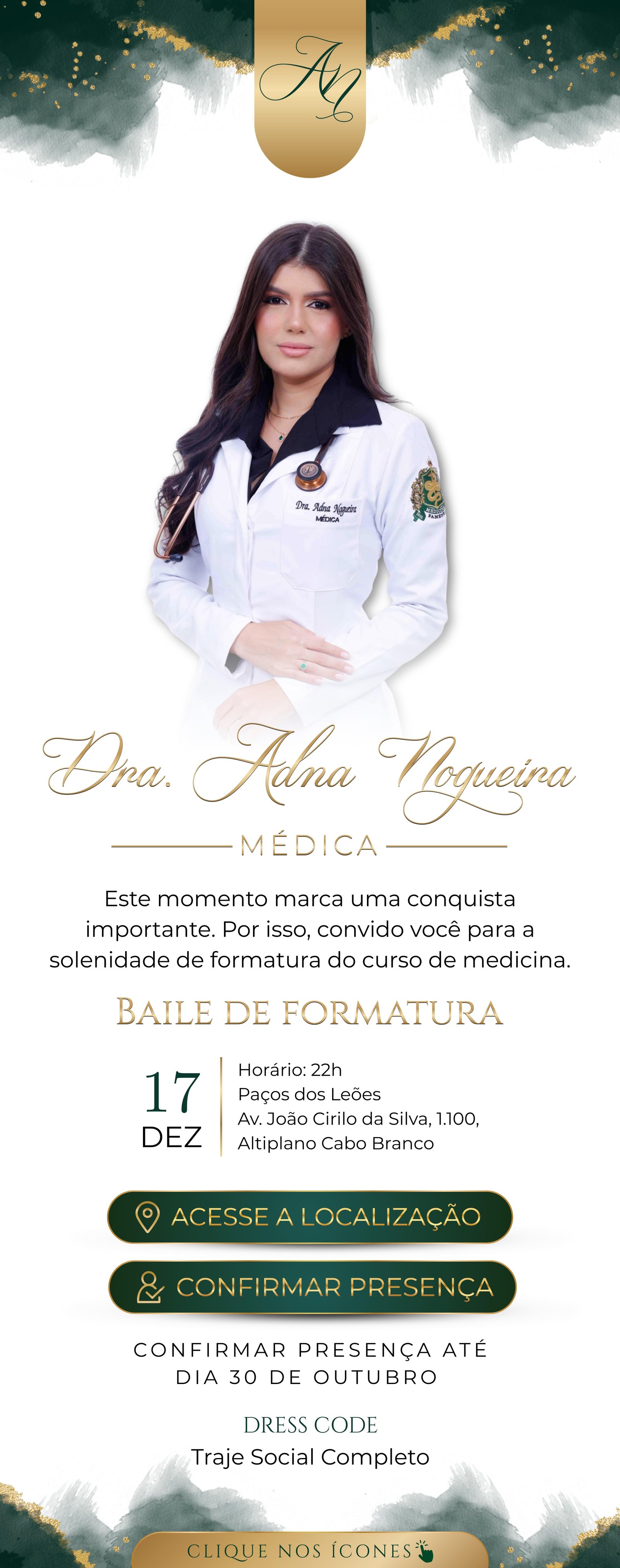 Convite de formatura Dra. Adna Nogueira