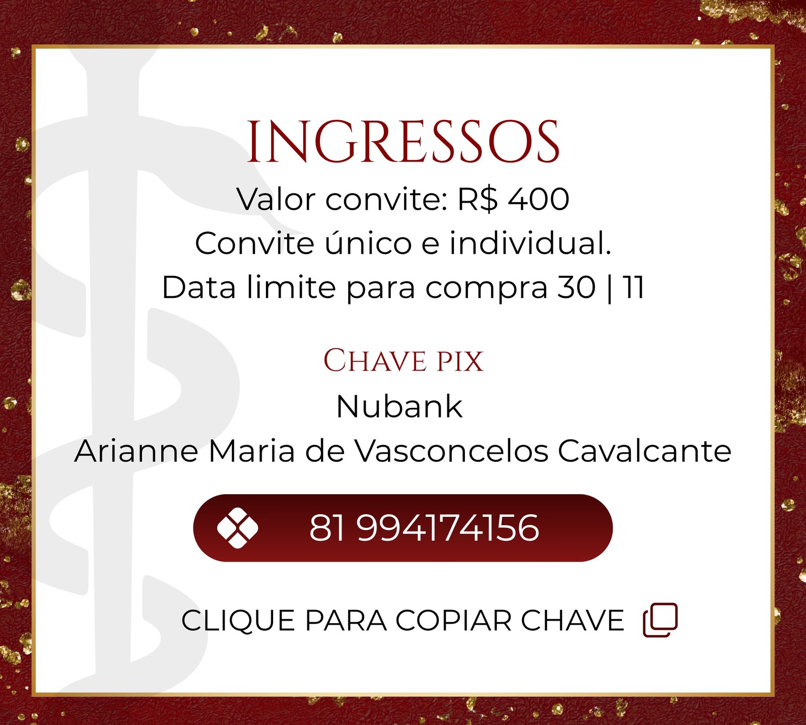 Ingressos do baile