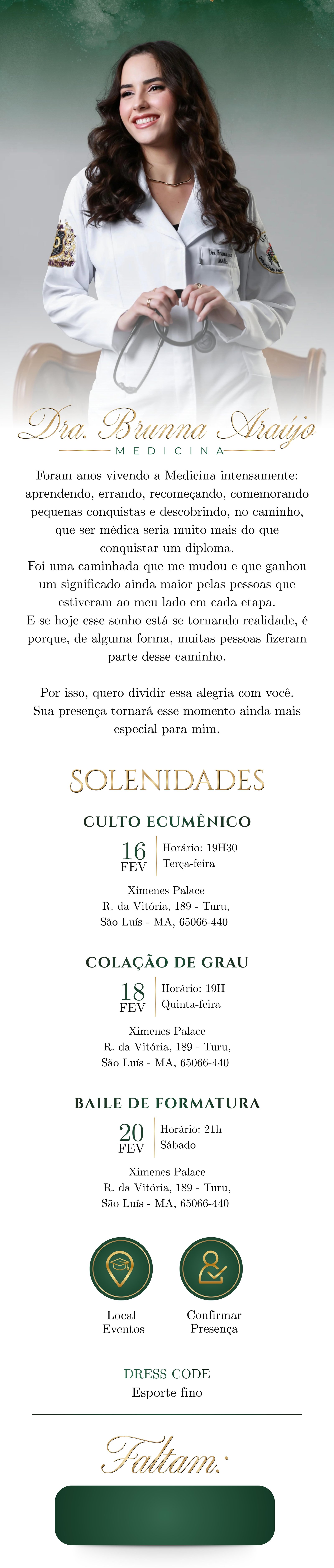 Convite de formatura Dra. Brunna Araujo