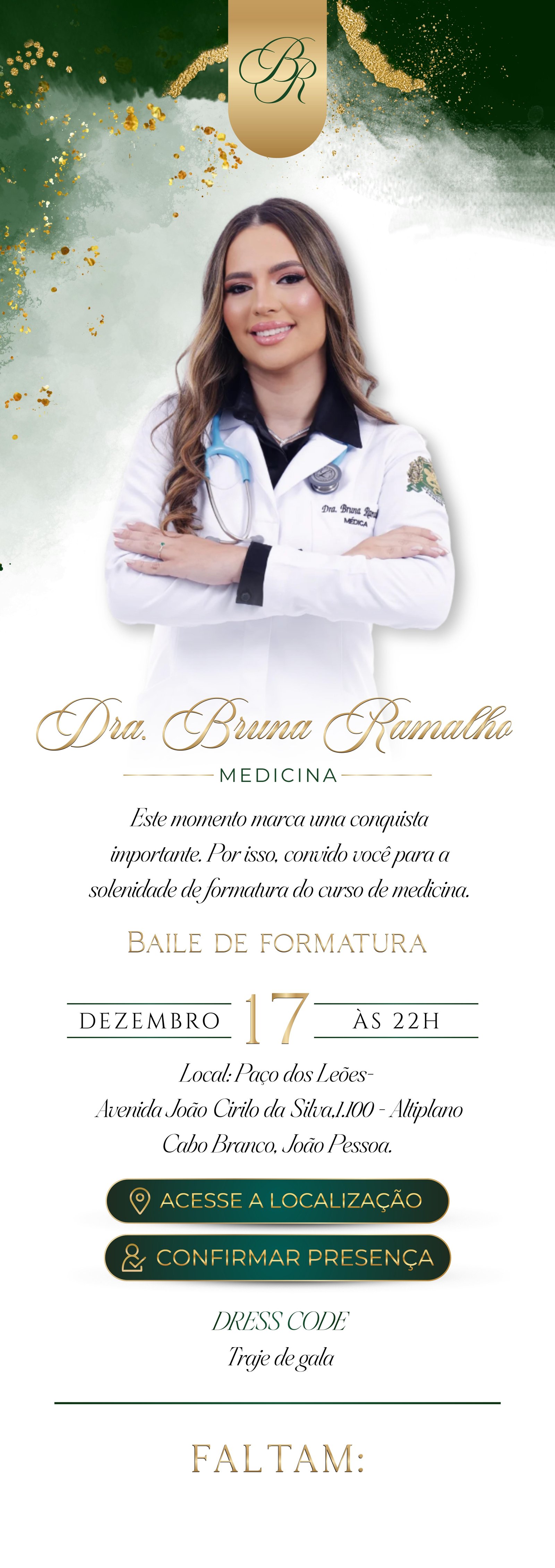 Convite de formatura Dra. Bruna Ramalho