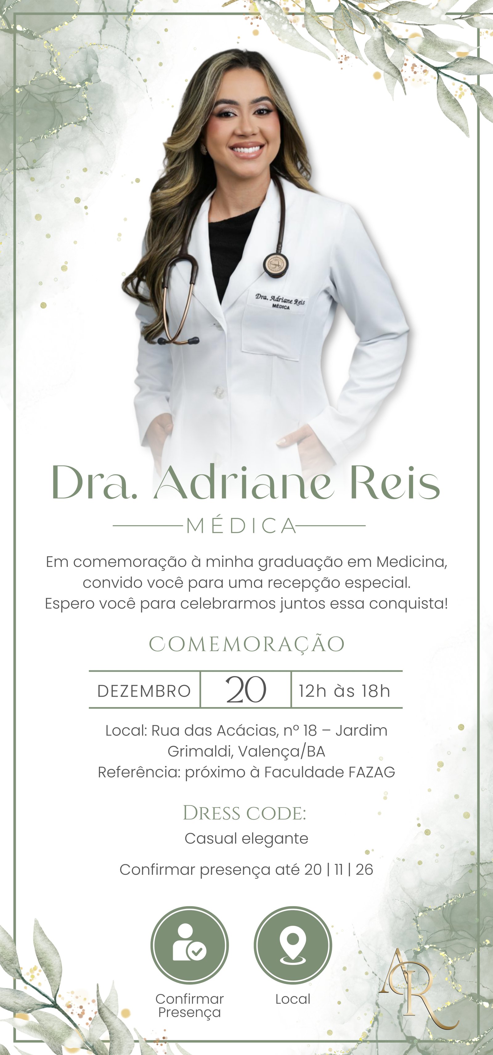 Convite de formatura Dra. Adriane Reis