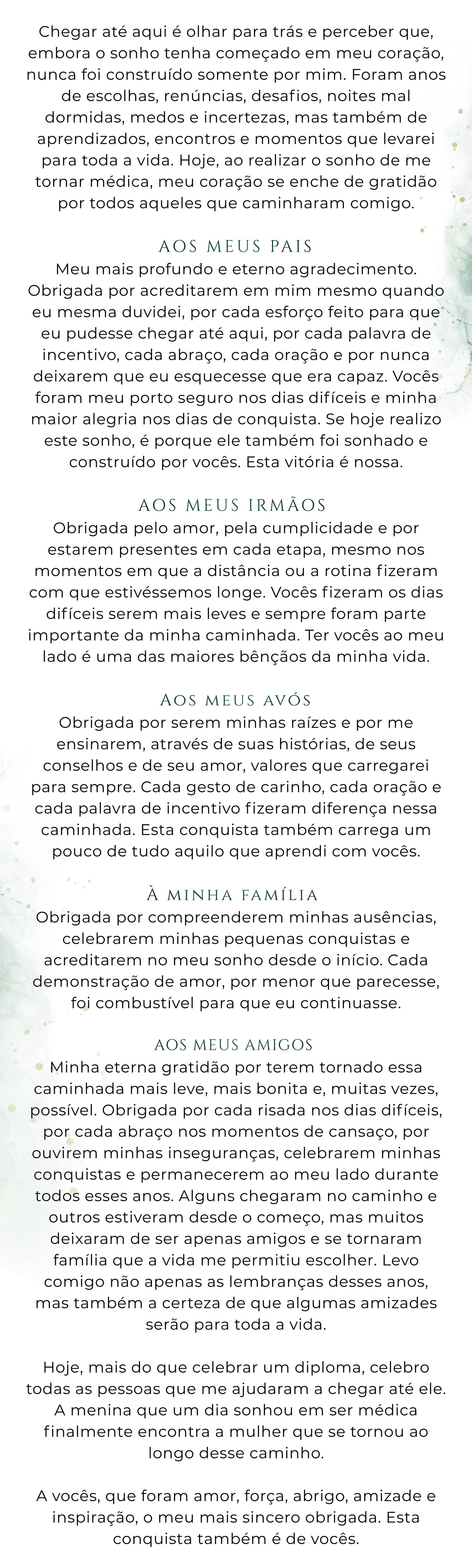 Convite de formatura - agradecimentos