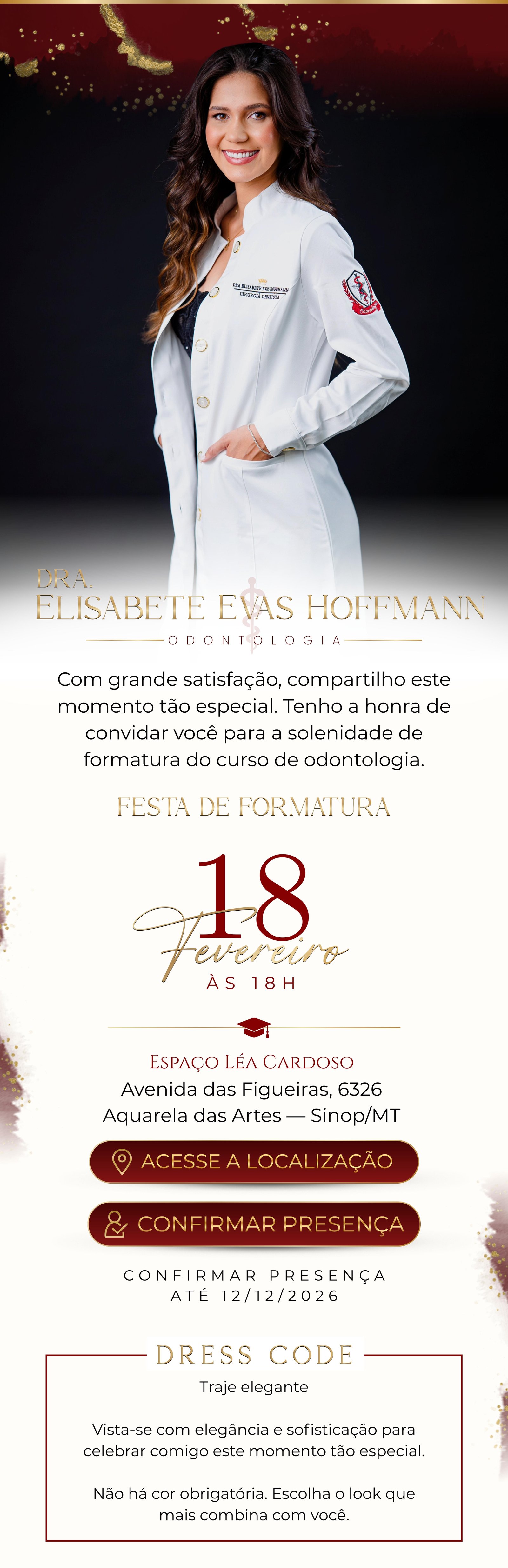 Convite Dra. Elisabete Evas Hoffemann - Odontologia