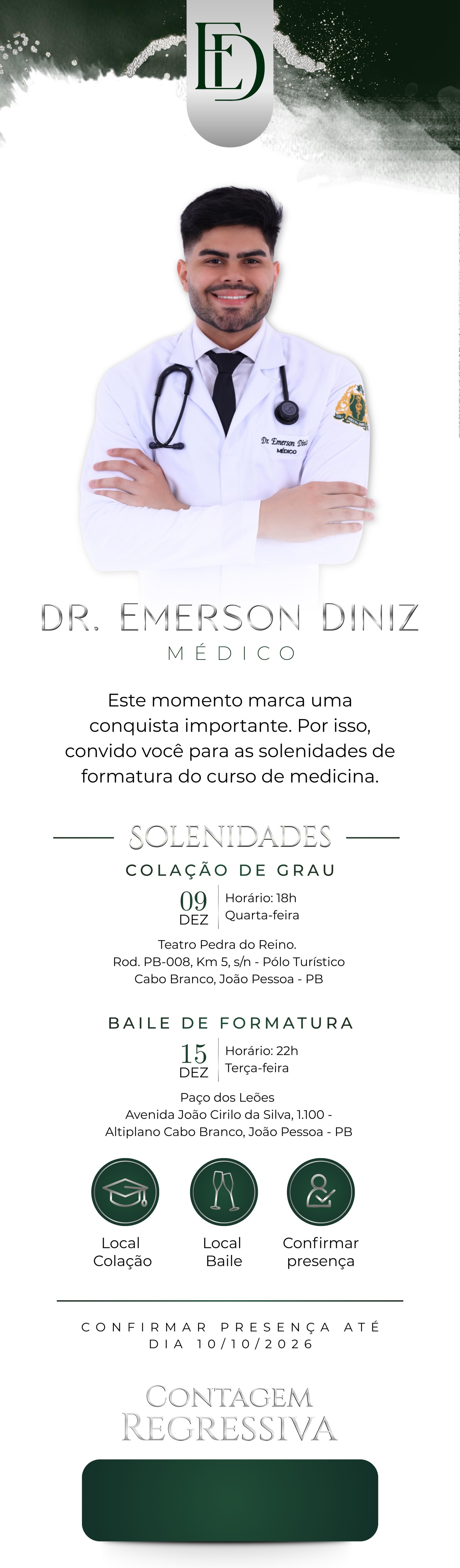 Convite de formatura Dr. Emerson Diniz