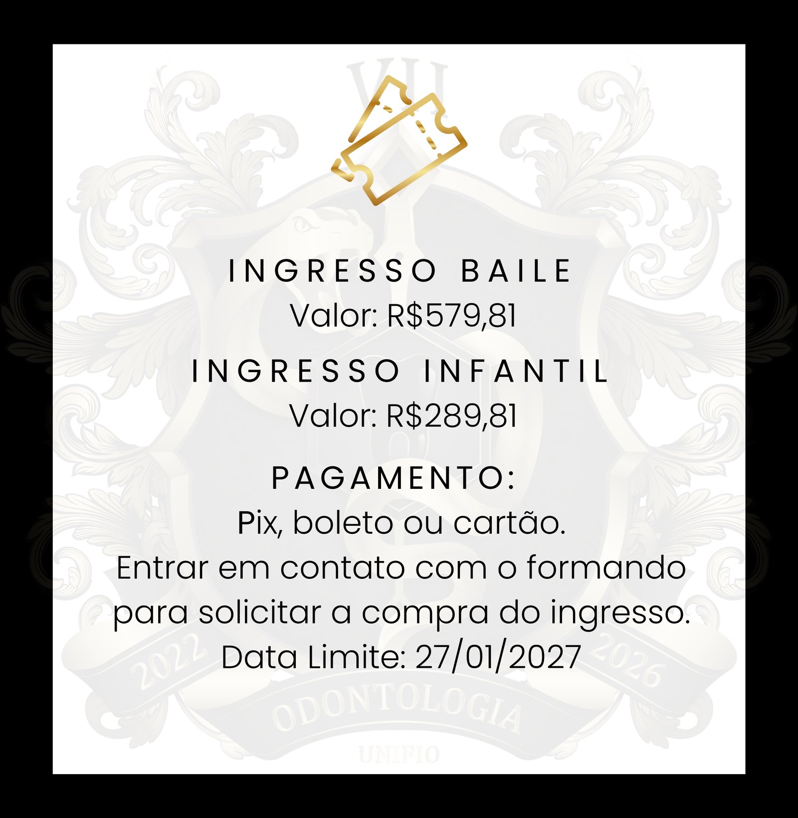 Informações sobre ingressos