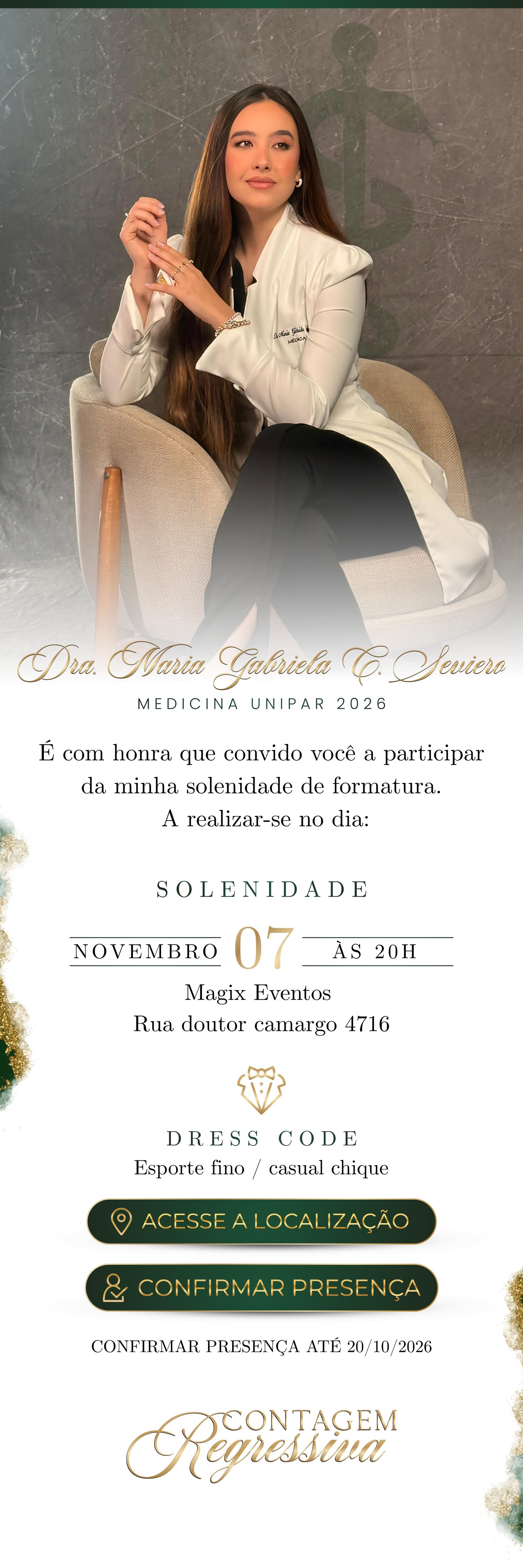 Convite de formatura Dra. Maria Gabriela