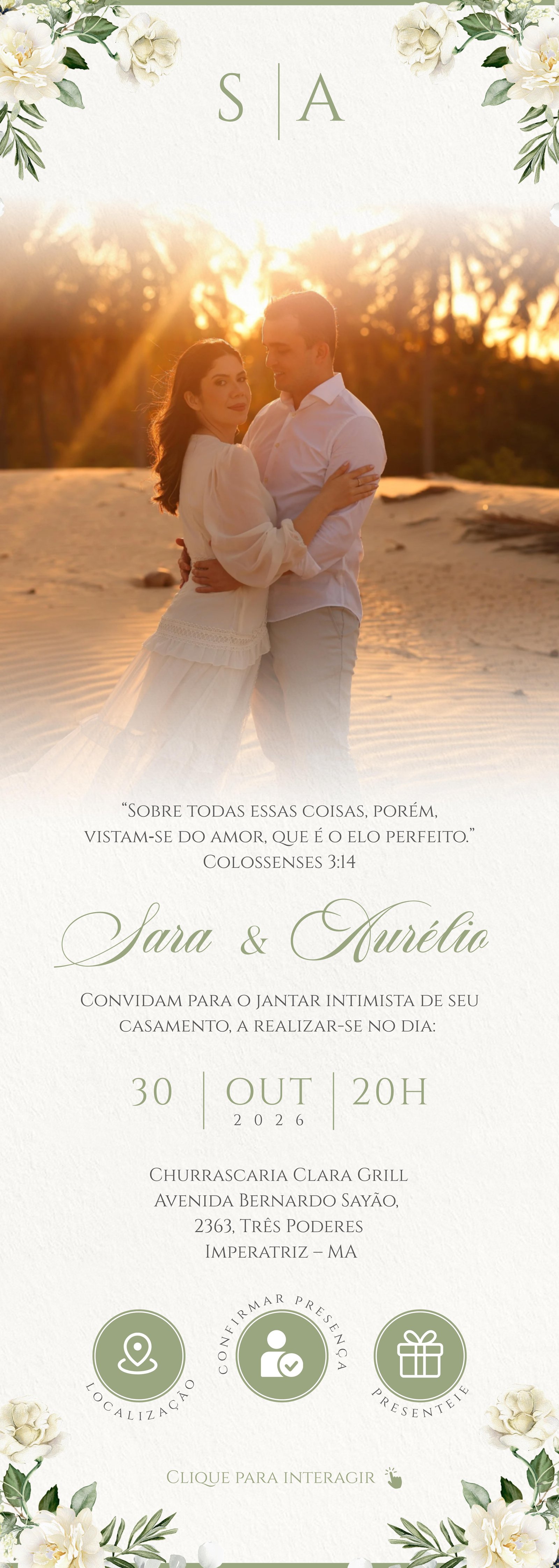 Convite Sara e Aurélio