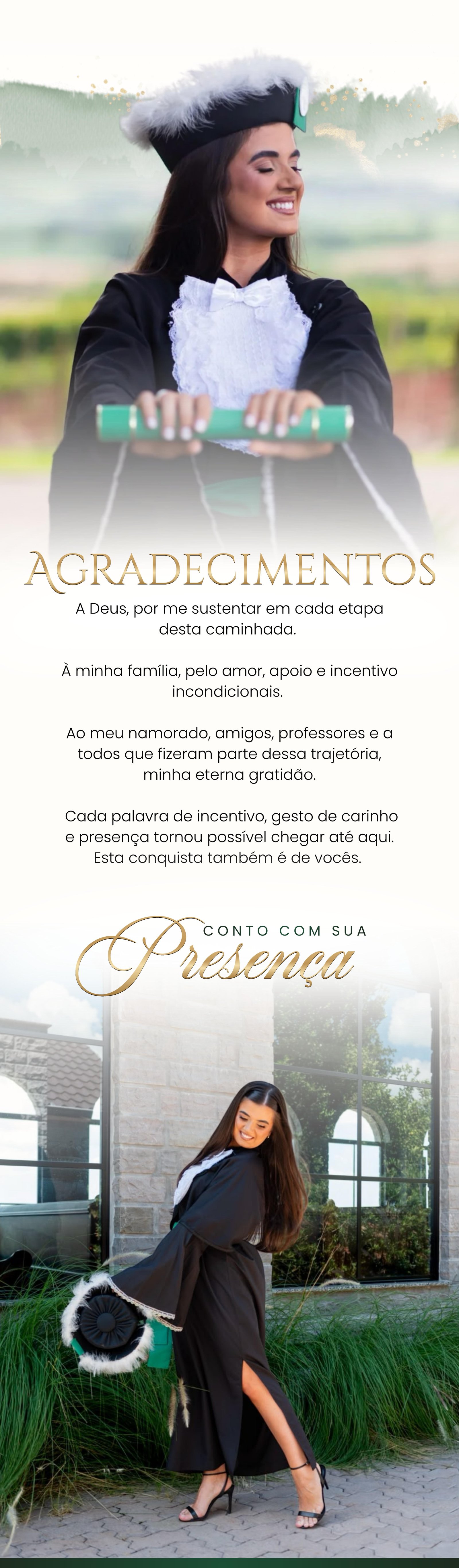 Agradecimentos e fotos da formatura Isabella