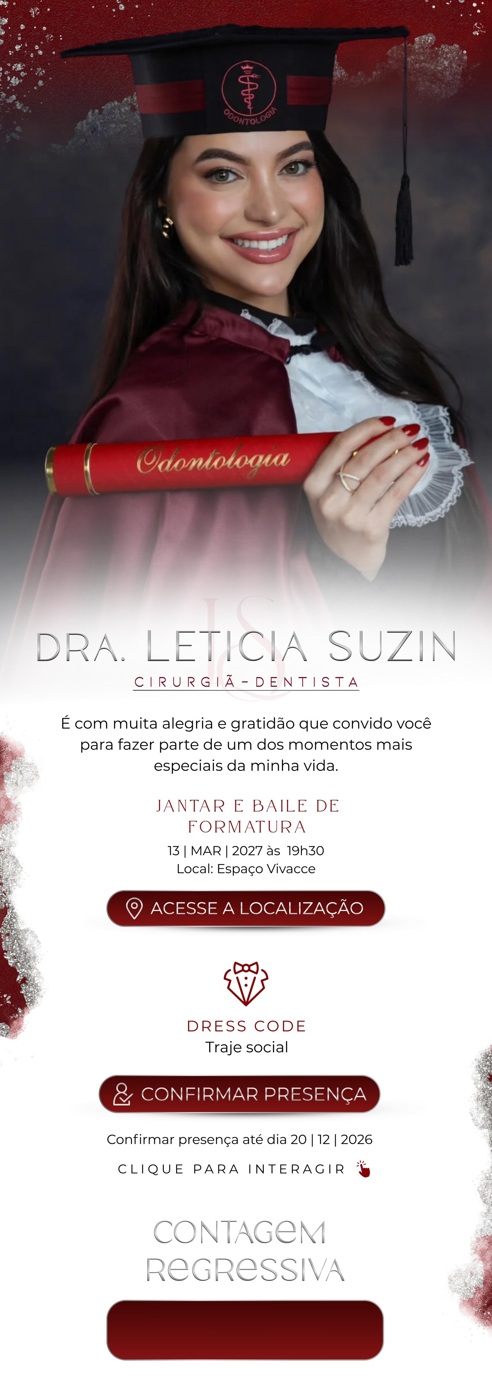 Convite de formatura Dra. Letícia Suzin