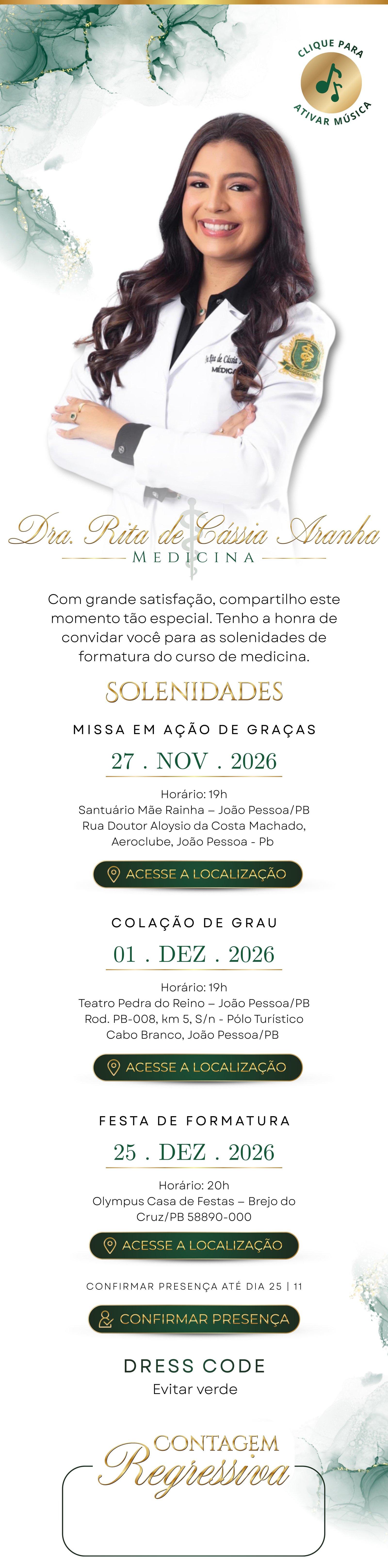 Convite de formatura da Dra. Rita de Cássia Namba