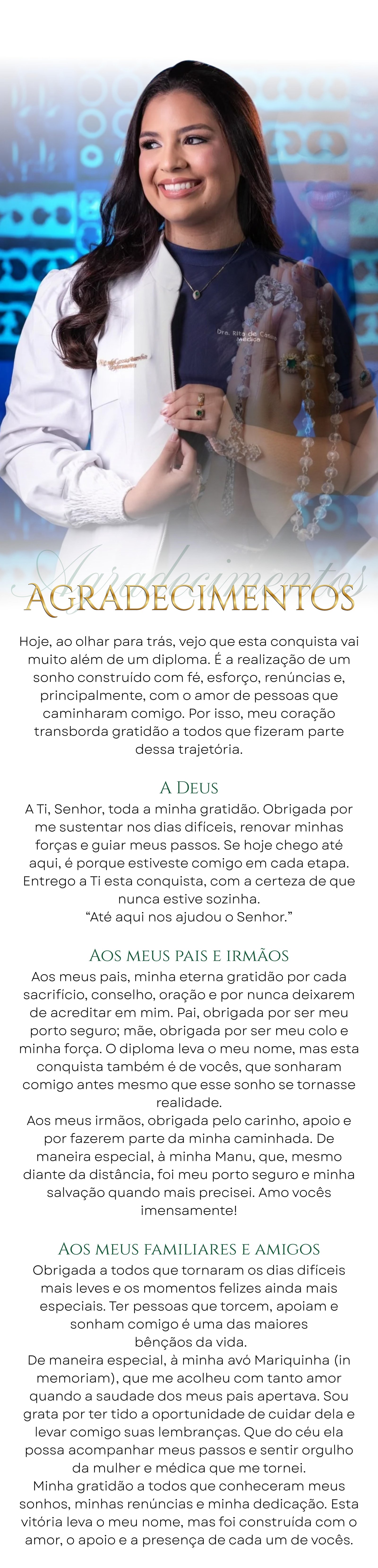 Continuação do convite de formatura da Dra. Rita