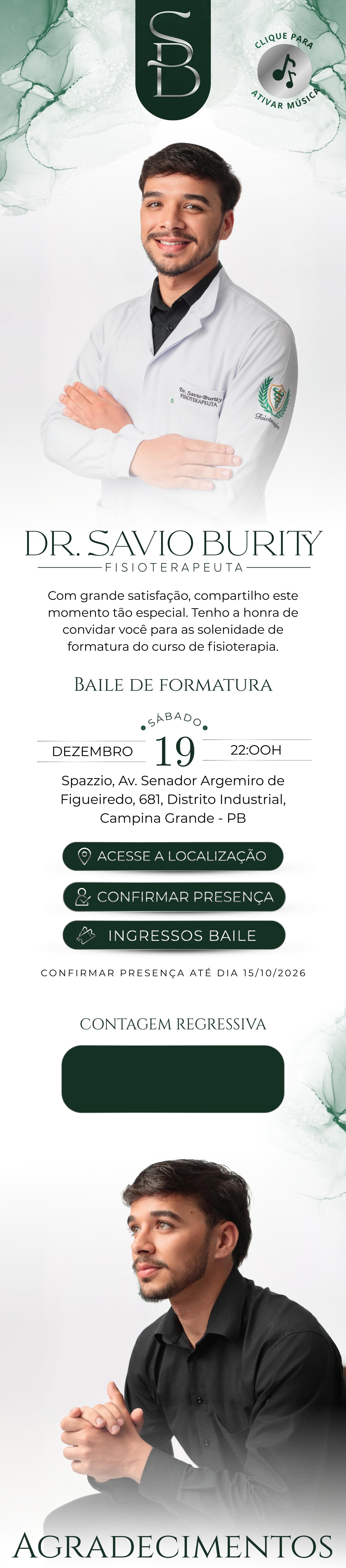 Convite de formatura do Dr. Savio Burity
