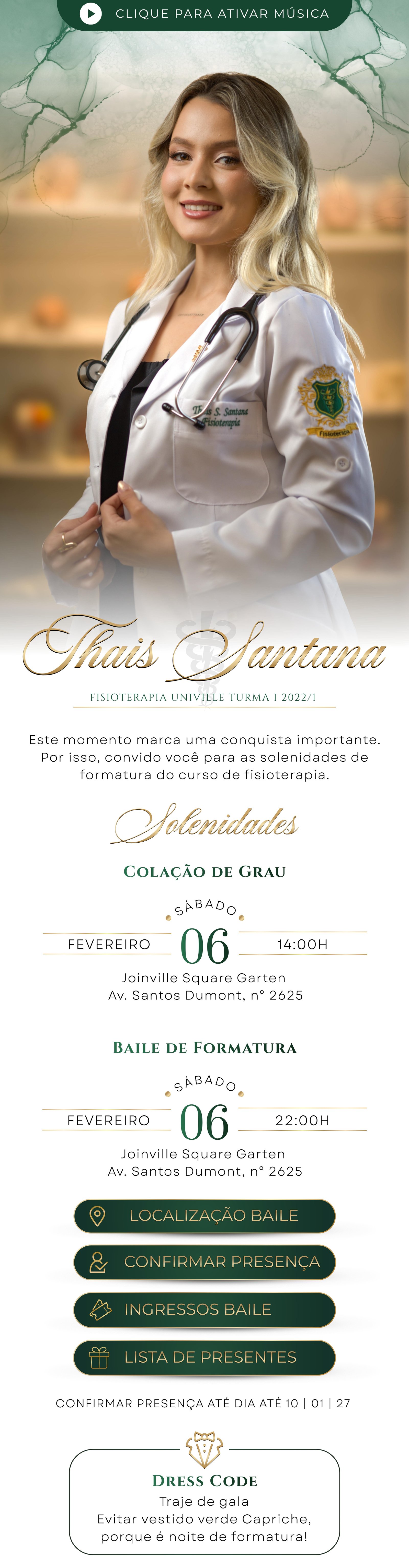 Convite de formatura de Thais Santana