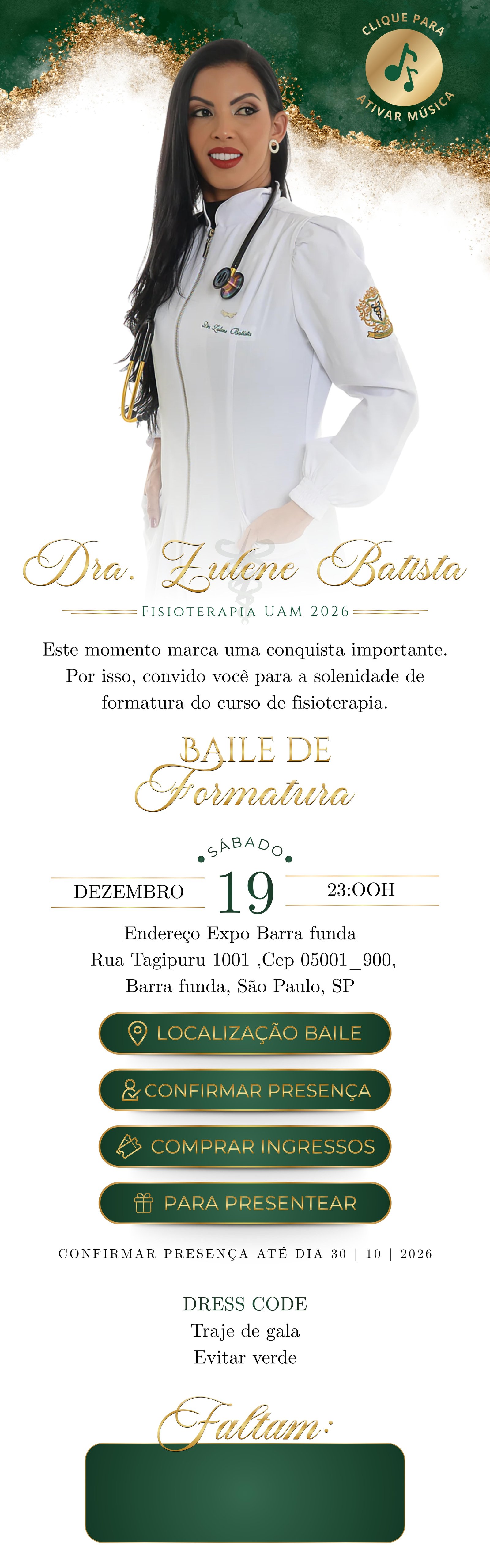 Convite de formatura de Zulene Batista